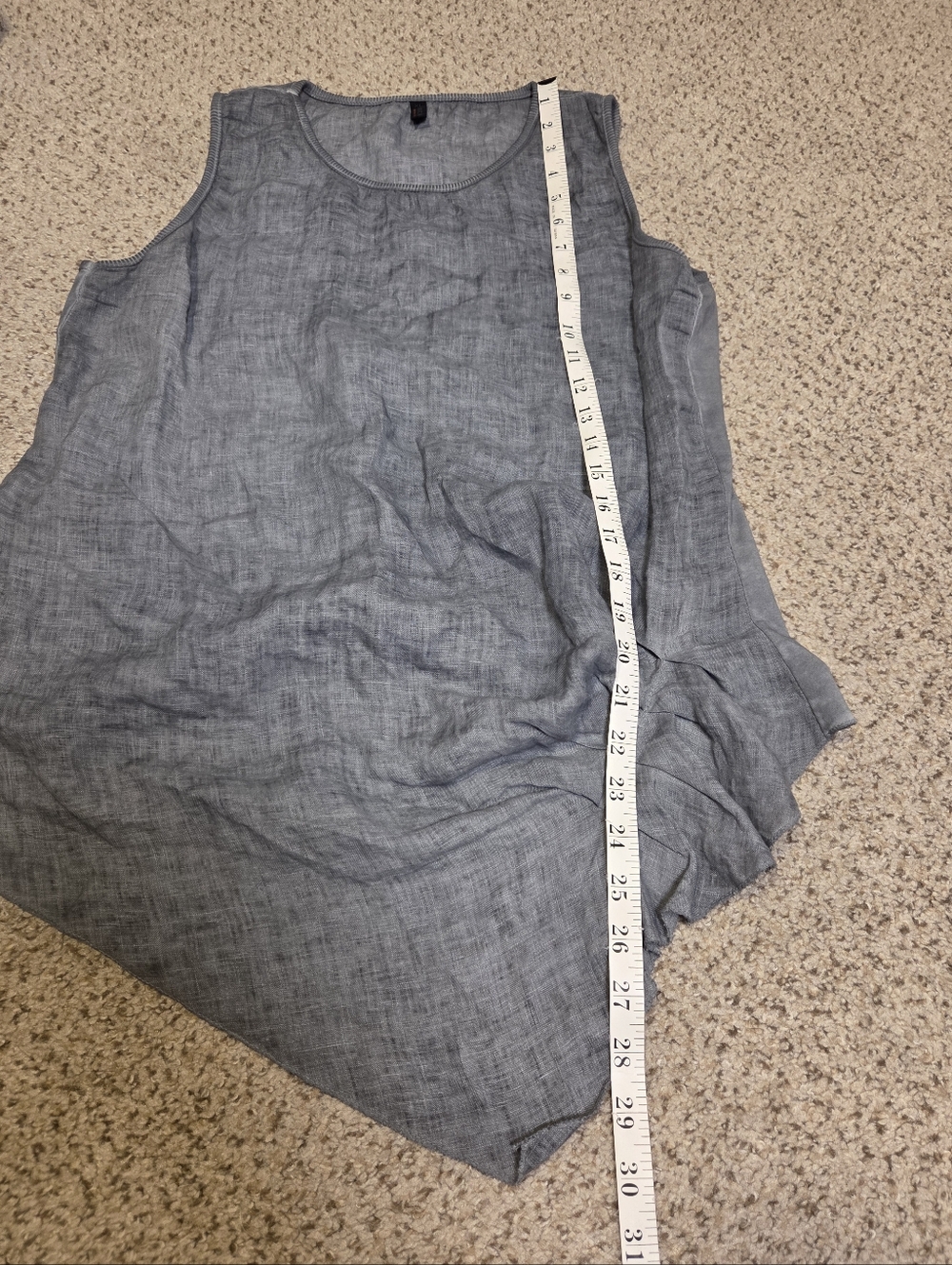 Inizio Linen Sleeveless Ruched Assymetrical Hilo Blouse Top Gray Italy Size XL - Picture 4 of 6